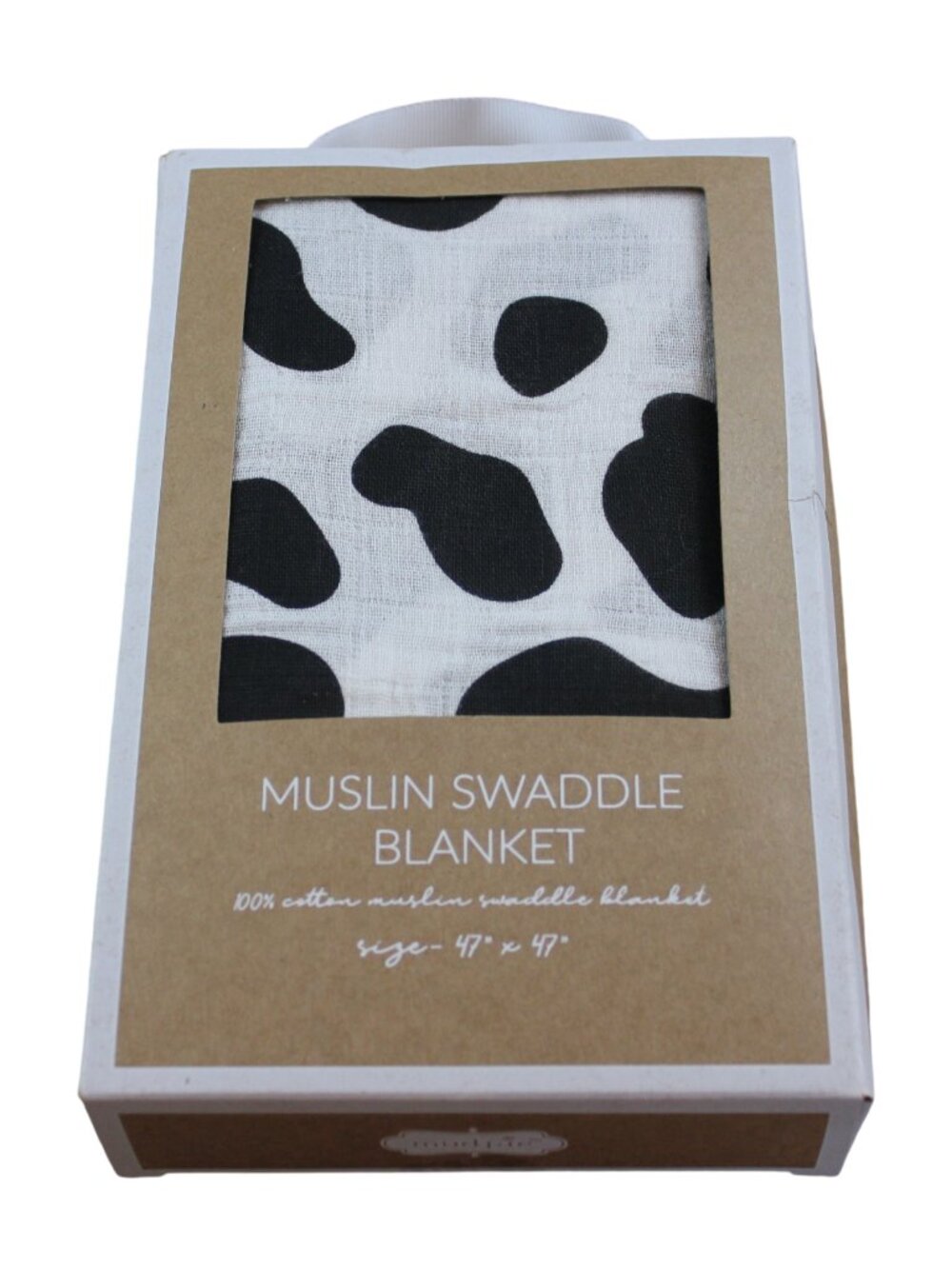 Mud pie Muslin Swaddle Blanket Cow Print Infant Baby Unisex NWT